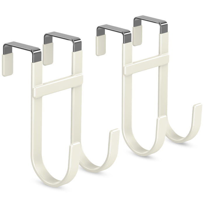 FYY Over The Door Hooks - Heavy Duty Double-Hanger, Rubber Coating Organizer for Bathroom Bedroom Dorm, Hanging Clothes Towels Hats Bags Ironing Board Robe - Fits Doors Up to 1 3/8"