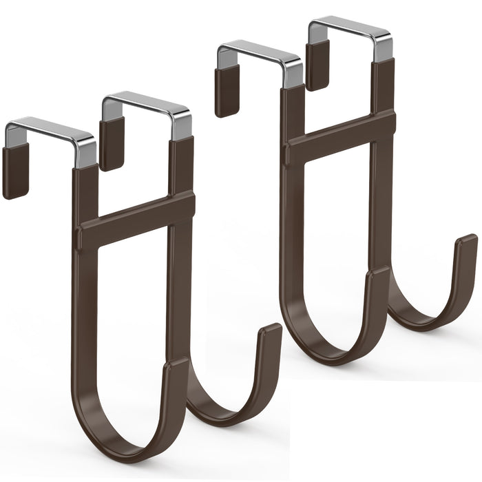 FYY Over The Door Hooks - Heavy Duty Double-Hanger, Rubber Coating Organizer for Bathroom Bedroom Dorm, Hanging Clothes Towels Hats Bags Ironing Board Robe - Fits Doors Up to 1 3/8"