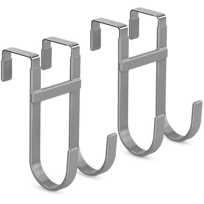 FYY Over The Door Hooks - Heavy Duty Double-Hanger, Rubber Coating Organizer for Bathroom Bedroom Dorm, Hanging Clothes Towels Hats Bags Ironing Board Robe - Fits Doors Up to 1 3/8"