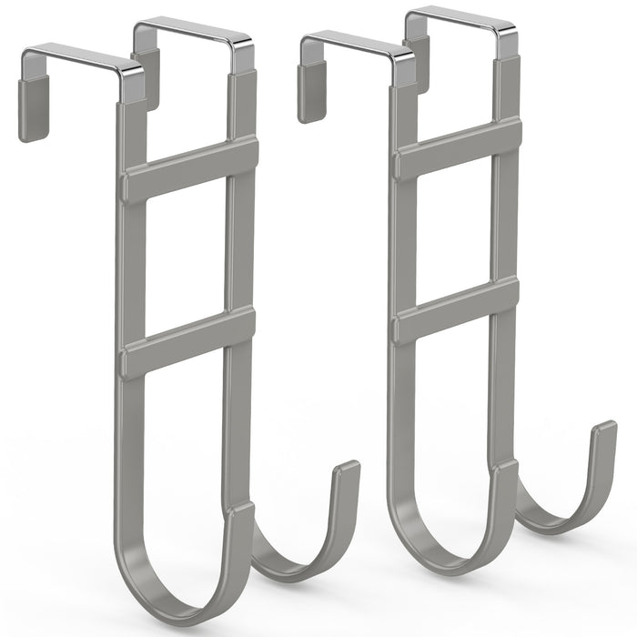 FYY Over The Door Hooks - Heavy Duty Double-Hanger, Rubber Coating Organizer for Bathroom Bedroom Dorm, Hanging Clothes Towels Hats Bags Ironing Board Robe - Fits Doors Up to 1.6"