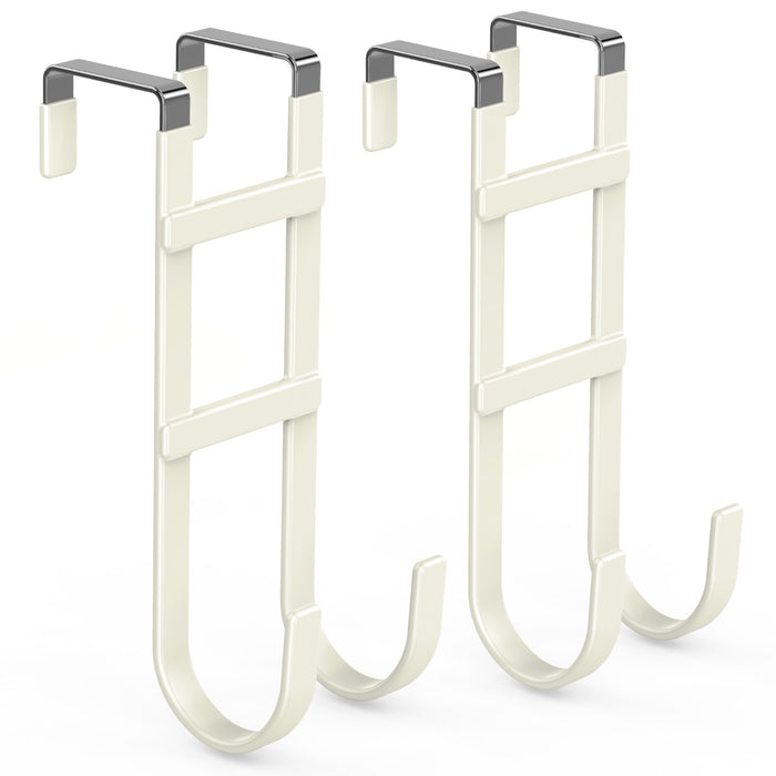 FYY Over The Door Hooks - Heavy Duty Double-Hanger, Rubber Coating Organizer for Bathroom Bedroom Dorm, Hanging Clothes Towels Hats Bags Ironing Board Robe - Fits Doors Up to 1.6"