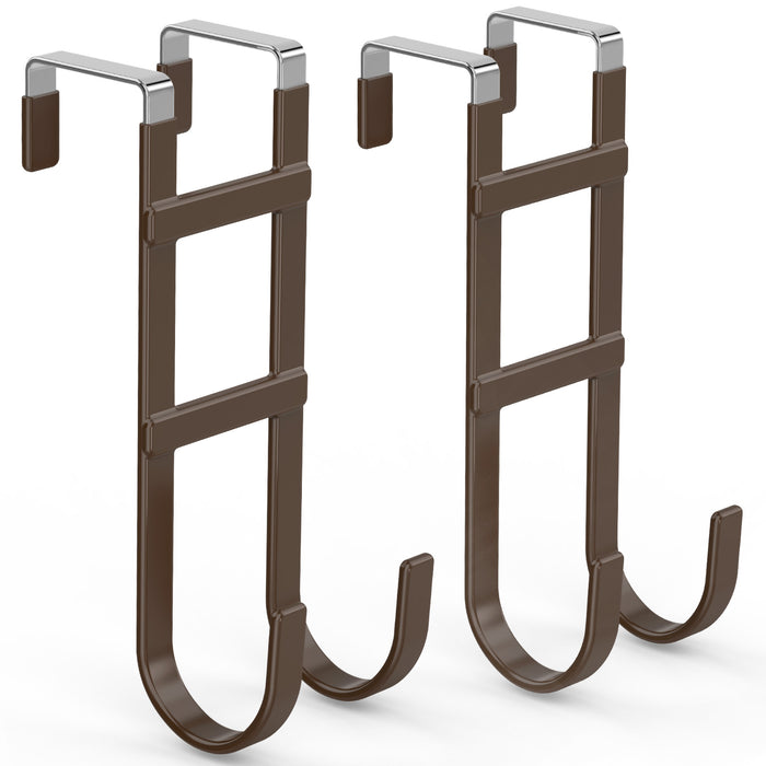 FYY Over The Door Hooks - Heavy Duty Double-Hanger, Rubber Coating Organizer for Bathroom Bedroom Dorm, Hanging Clothes Towels Hats Bags Ironing Board Robe - Fits Doors Up to 1.6"