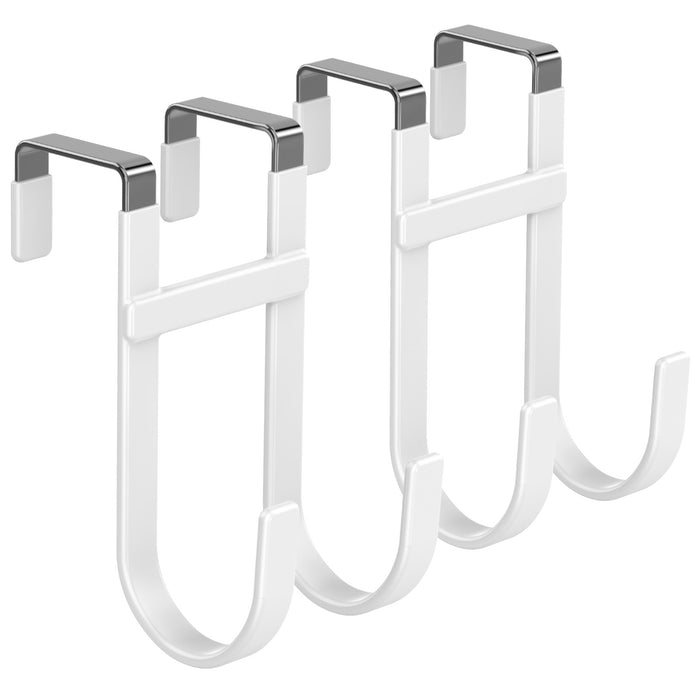 FYY Over The Door Hooks - Heavy Duty Double-Hanger, Rubber Coating Organizer for Bathroom Bedroom Dorm, Hanging Clothes Towels Hats Bags Ironing Board Robe - Fits Doors Up to 1 3/8"