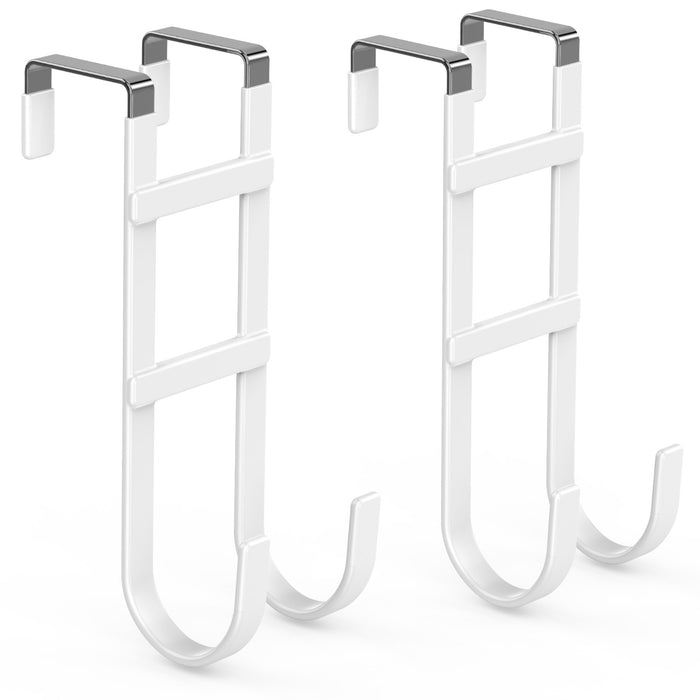 FYY Over The Door Hooks - Heavy Duty Double-Hanger, Rubber Coating Organizer for Bathroom Bedroom Dorm, Hanging Clothes Towels Hats Bags Ironing Board Robe - Fits Doors Up to 1.6"