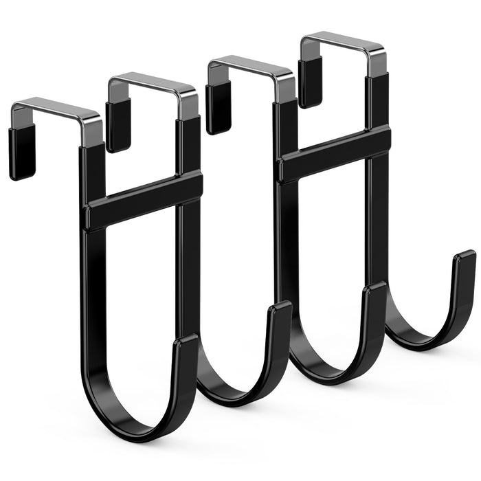 FYY Over The Door Hooks - Heavy Duty Double-Hanger, Rubber Coating Organizer for Bathroom Bedroom Dorm, Hanging Clothes Towels Hats Bags Ironing Board Robe - Fits Doors Up to 1 3/8"
