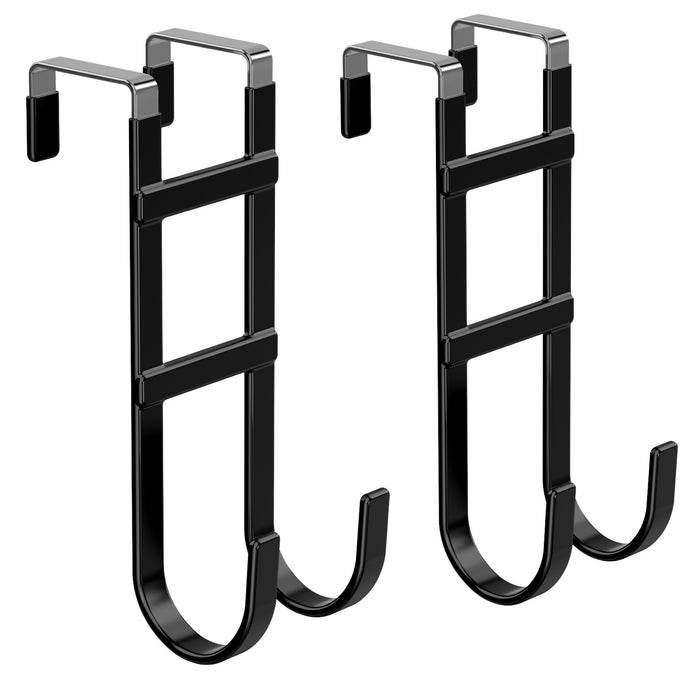 FYY Over The Door Hooks - Heavy Duty Double-Hanger, Rubber Coating Organizer for Bathroom Bedroom Dorm, Hanging Clothes Towels Hats Bags Ironing Board Robe - Fits Doors Up to 1.6"