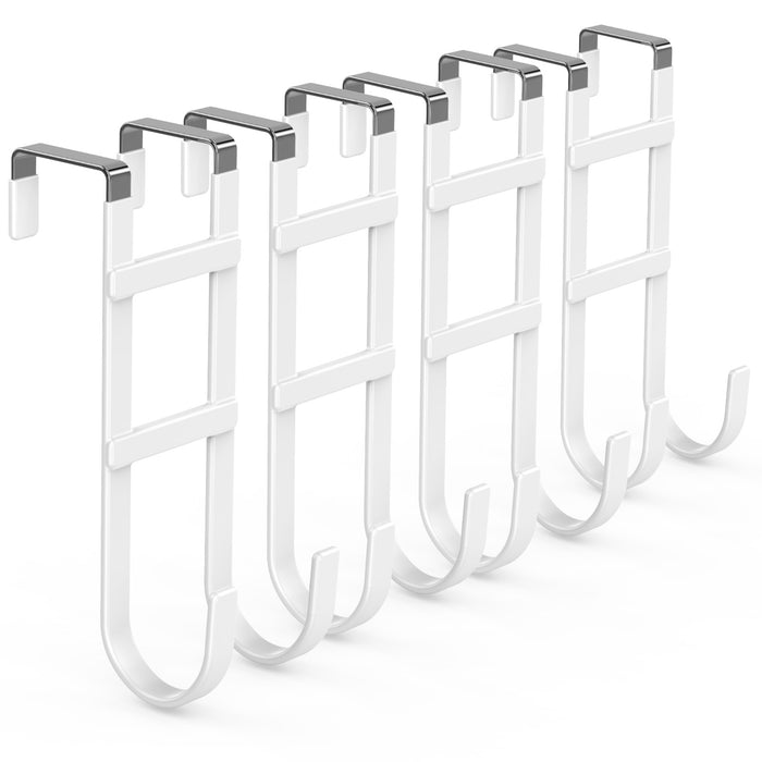FYY Over The Door Hooks - Heavy Duty Double-Hanger, Rubber Coating Organizer for Bathroom Bedroom Dorm, Hanging Clothes Towels Hats Bags Ironing Board Robe - Fits Doors Up to 1.6"