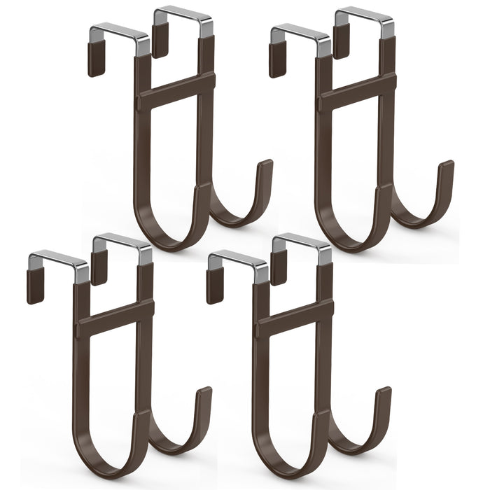 FYY Over The Door Hooks - Heavy Duty Double-Hanger, Rubber Coating Organizer for Bathroom Bedroom Dorm, Hanging Clothes Towels Hats Bags Ironing Board Robe - Fits Doors Up to 1 3/8"