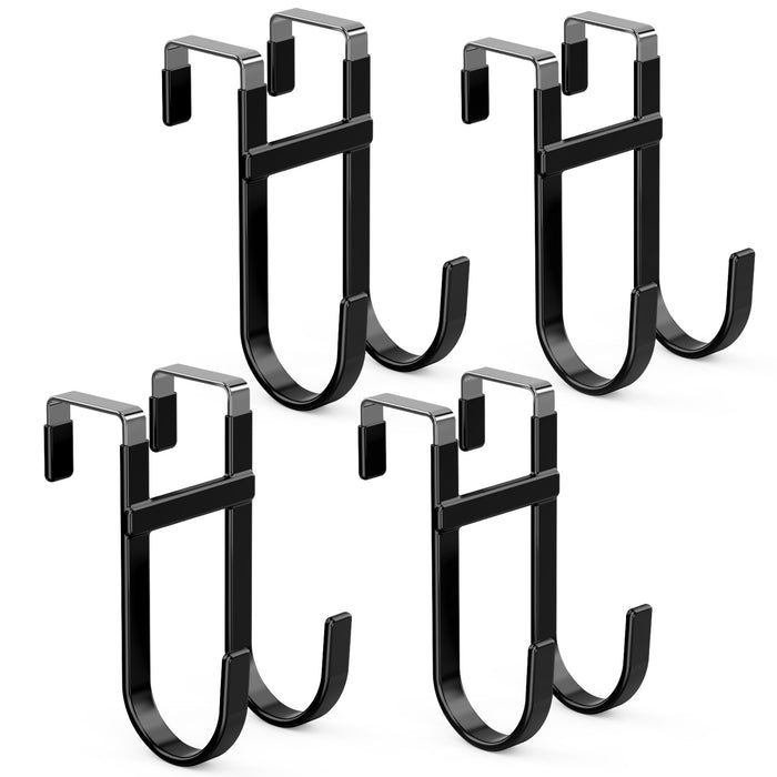 FYY Over The Door Hooks - Heavy Duty Double-Hanger, Rubber Coating Organizer for Bathroom Bedroom Dorm, Hanging Clothes Towels Hats Bags Ironing Board Robe - Fits Doors Up to 1 3/8"