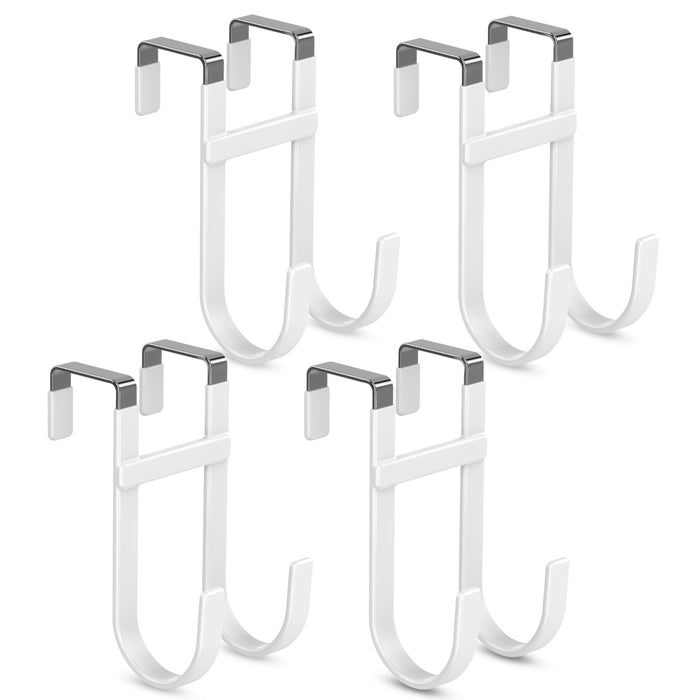 FYY Over The Door Hooks - Heavy Duty Double-Hanger, Rubber Coating Organizer for Bathroom Bedroom Dorm, Hanging Clothes Towels Hats Bags Ironing Board Robe - Fits Doors Up to 1 3/8"