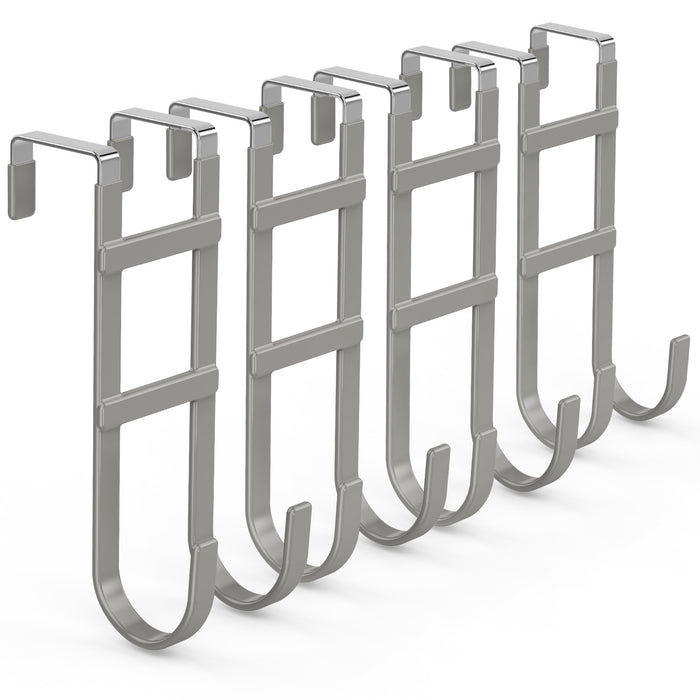 FYY Over The Door Hooks - Heavy Duty Double-Hanger, Rubber Coating Organizer for Bathroom Bedroom Dorm, Hanging Clothes Towels Hats Bags Ironing Board Robe - Fits Doors Up to 1.6"