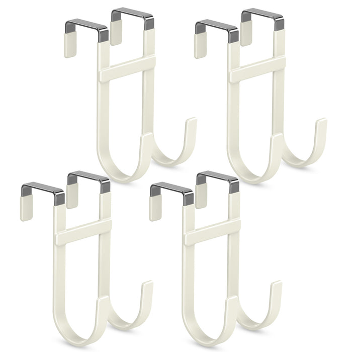 FYY Over The Door Hooks - Heavy Duty Double-Hanger, Rubber Coating Organizer for Bathroom Bedroom Dorm, Hanging Clothes Towels Hats Bags Ironing Board Robe - Fits Doors Up to 1 3/8"