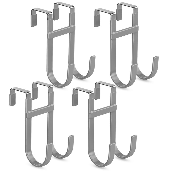 FYY Over The Door Hooks - Heavy Duty Double-Hanger, Rubber Coating Organizer for Bathroom Bedroom Dorm, Hanging Clothes Towels Hats Bags Ironing Board Robe - Fits Doors Up to 1 3/8"
