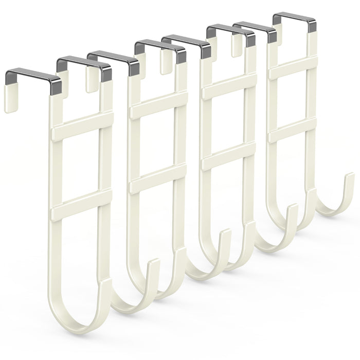 FYY Over The Door Hooks - Heavy Duty Double-Hanger, Rubber Coating Organizer for Bathroom Bedroom Dorm, Hanging Clothes Towels Hats Bags Ironing Board Robe - Fits Doors Up to 1.6"