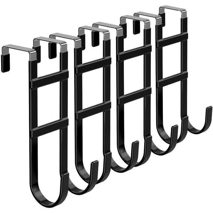 FYY Over The Door Hooks - Heavy Duty Double-Hanger, Rubber Coating Organizer for Bathroom Bedroom Dorm, Hanging Clothes Towels Hats Bags Ironing Board Robe - Fits Doors Up to 1.6"