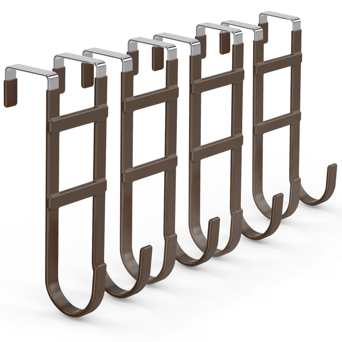 FYY Over The Door Hooks - Heavy Duty Double-Hanger, Rubber Coating Organizer for Bathroom Bedroom Dorm, Hanging Clothes Towels Hats Bags Ironing Board Robe - Fits Doors Up to 1.6"