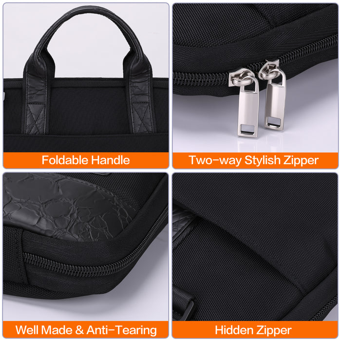 NatureTouch Laptop Sleeve Computer Bag, Messenger Shoulder Bag Business Briefcase for Laptop or Tablet, Sleek - Black