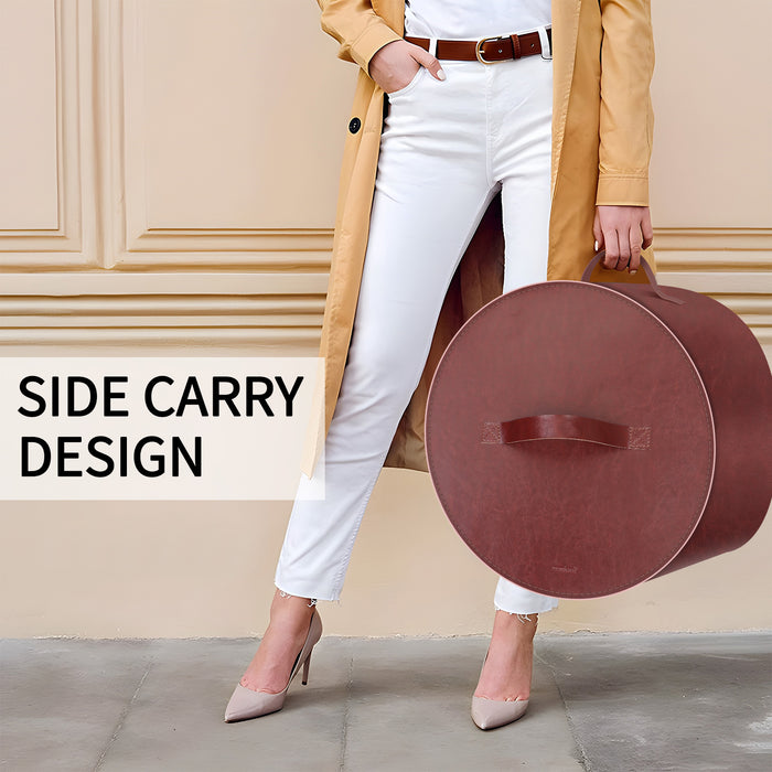 Hat boxes of leather