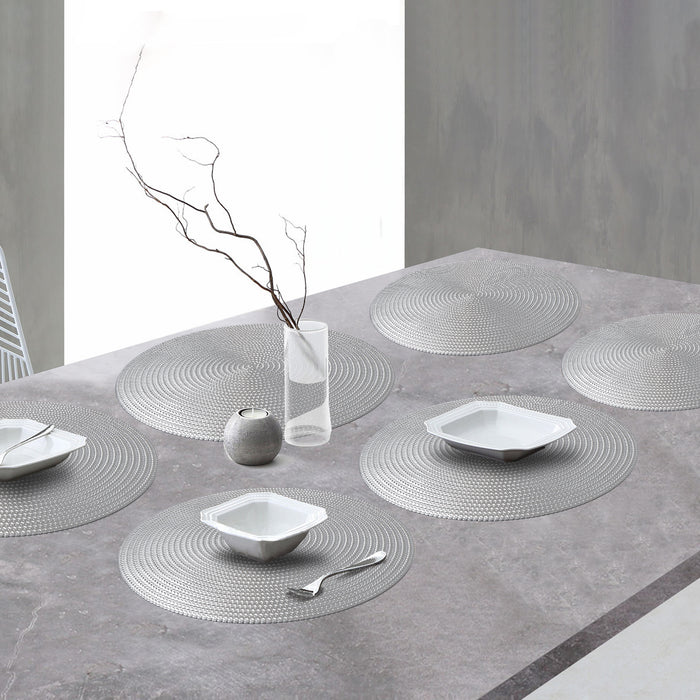 FYY Placemats, Round Placemats Set of 6 for Dining Table, Washable Round PVC Table Mats Durable Kitchen Table Mats, Set of 6