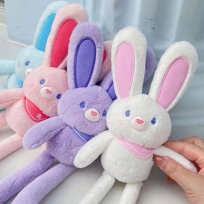 FYY Pulling Rabbit Plush Doll Key Chain Soft Stuffed Toys Keychains Plush Pulling Rabbit Pendant Schoolbag Car With Ears Bunny