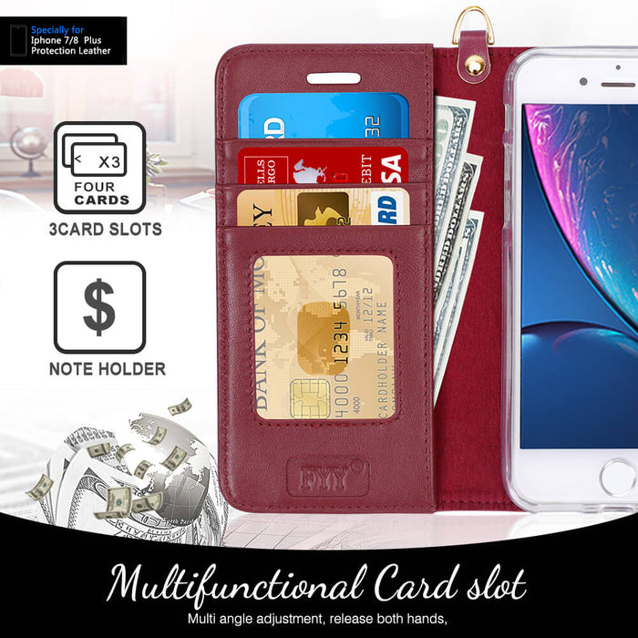 Genuine Leather Wallet Case for iPhone 8 Plus/7 Plus - fyystore
