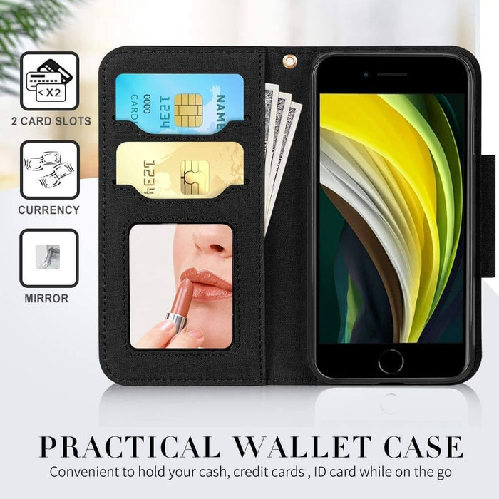 Wallet Case with Mirror for iPhone SE 2020, iPhone 7/8 4.7" - fyystore
