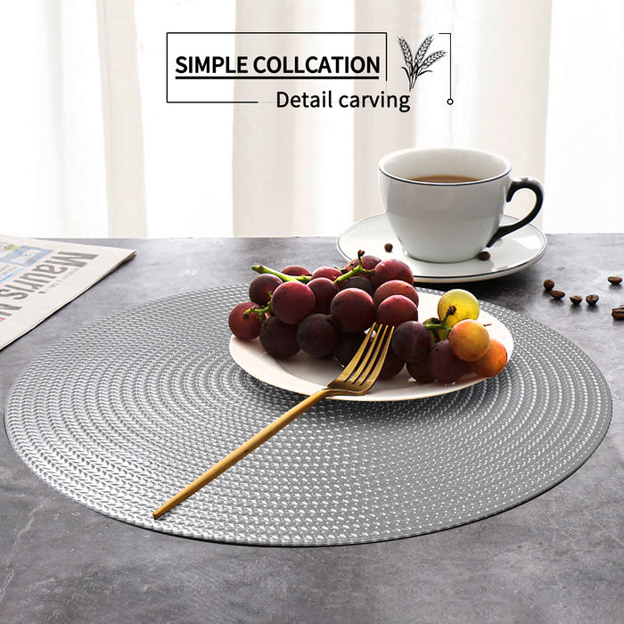 FYY Placemats, Round Placemats Set of 6 for Dining Table, Washable Round PVC Table Mats Durable Kitchen Table Mats, Set of 6