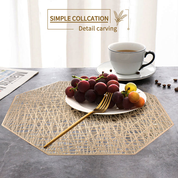 FYY Placemats, Placemats Set of 6 for Dining Table, Washable Octagonal PVC Place Mats Durable Kitchen Table Mats, Set of 6