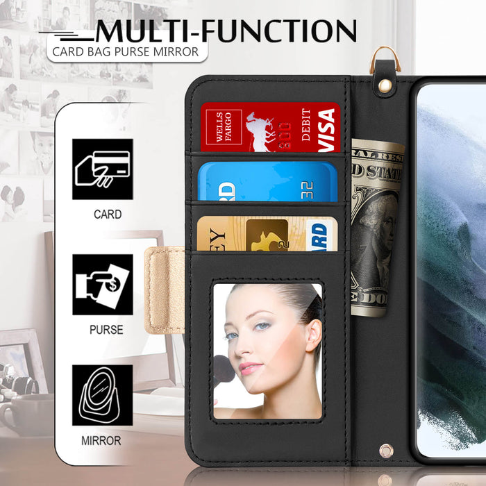 [Romantic Carved Flower] Samsung Galaxy S21 Plus 5G 6.7" Wallet Case - fyystore