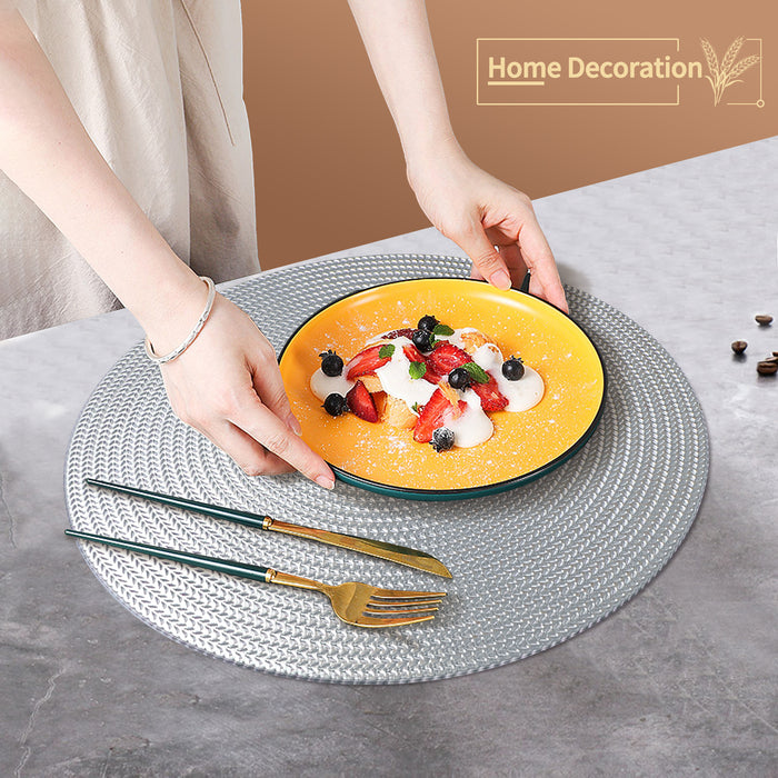 FYY Placemats, Round Placemats Set of 6 for Dining Table, Washable Round PVC Table Mats Durable Kitchen Table Mats, Set of 6
