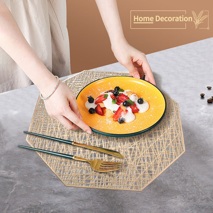 FYY Placemats, Placemats Set of 6 for Dining Table, Washable Octagonal PVC Place Mats Durable Kitchen Table Mats, Set of 6