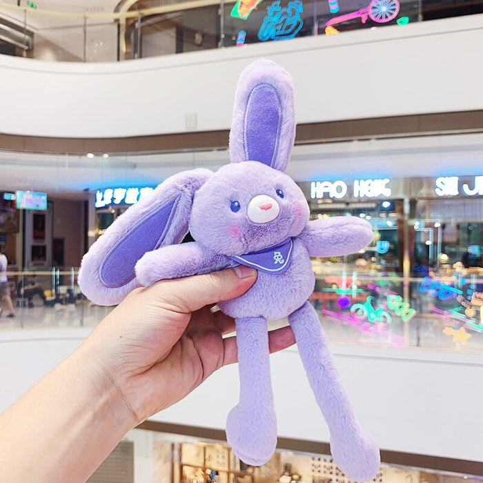 FYY Pulling Rabbit Plush Doll Key Chain Soft Stuffed Toys Keychains Plush Pulling Rabbit Pendant Schoolbag Car With Ears Bunny