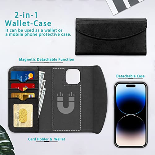 FYY 2022 iPhone 14 Pro 6.1 Case, [Compatible with Magsafe Charging] 2-in-1 Magnetic Detachable Wallet Phone Case