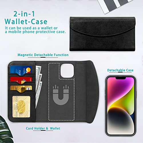 FYY 2022 iPhone 14 6.1 Case, [Compatible with Magsafe Charging] 2-in-1 Magnetic Detachable Wallet Phone Case