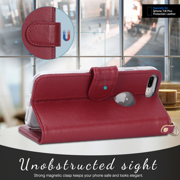Genuine Leather Wallet Case for iPhone 8 Plus/7 Plus - fyystore