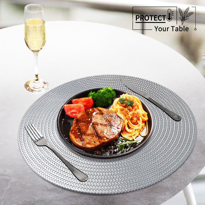 FYY Placemats, Round Placemats Set of 6 for Dining Table, Washable Round PVC Table Mats Durable Kitchen Table Mats, Set of 6