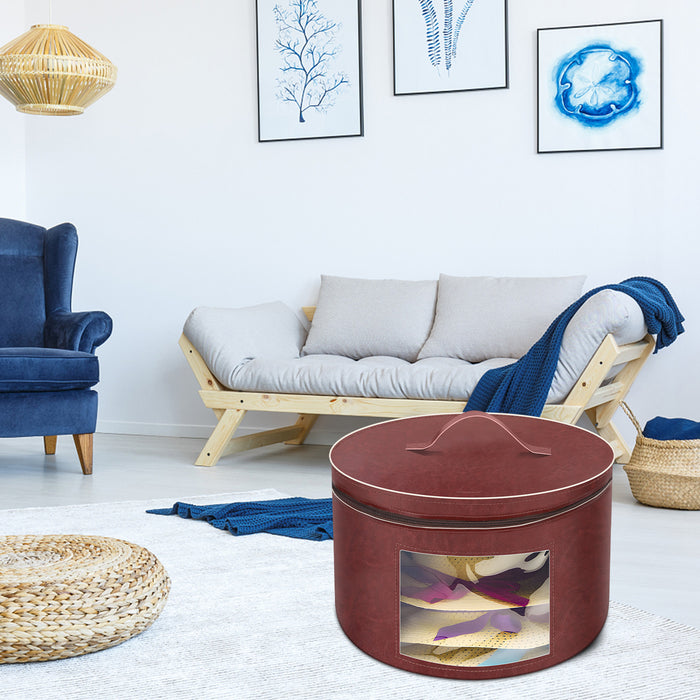 Hat boxes of leather