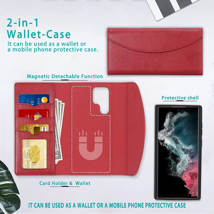 Galaxy S22 Ultra 5G Case 2-in-1 Magnetic Detachable Wallet Case