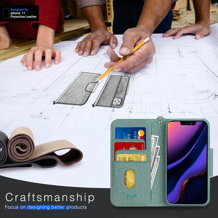 [Canvas Pattern] iPhone 11 Pro Max Wallet Case - fyystore