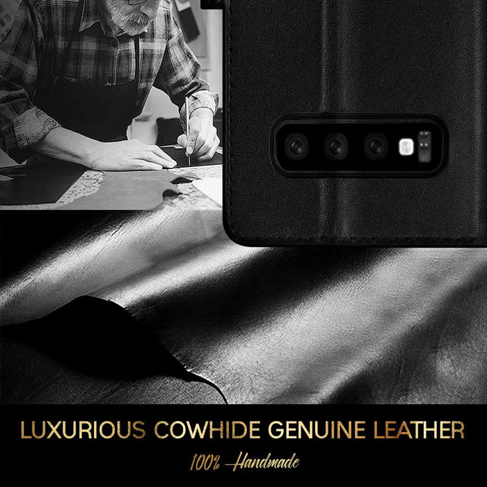 Genuine Leather Wallet Case for Galaxy S10+ Plus