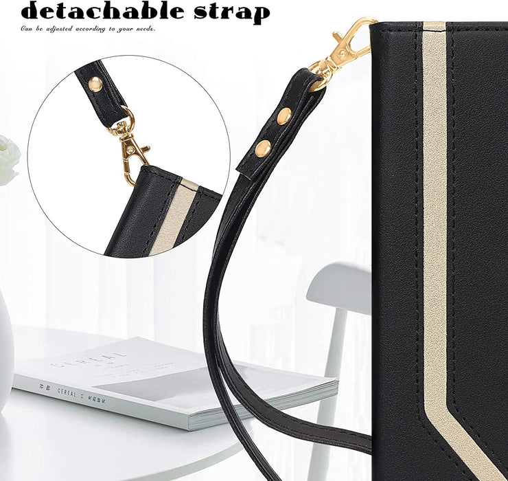 Galaxy S22 Ultra 5G Leather Wallet Case with Mirror and Wrist Strap