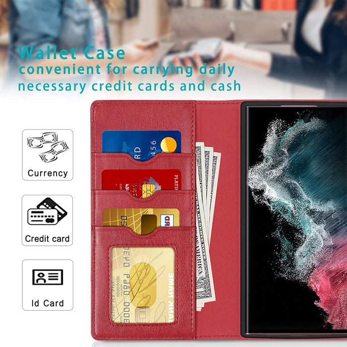 Galaxy S22 Ultra 5G Case 2-in-1 Magnetic Detachable Wallet Case