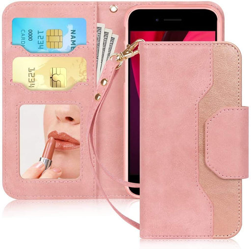 Wallet Case with Mirror for iPhone SE 2020, iPhone 7/8 4.7" - fyystore
