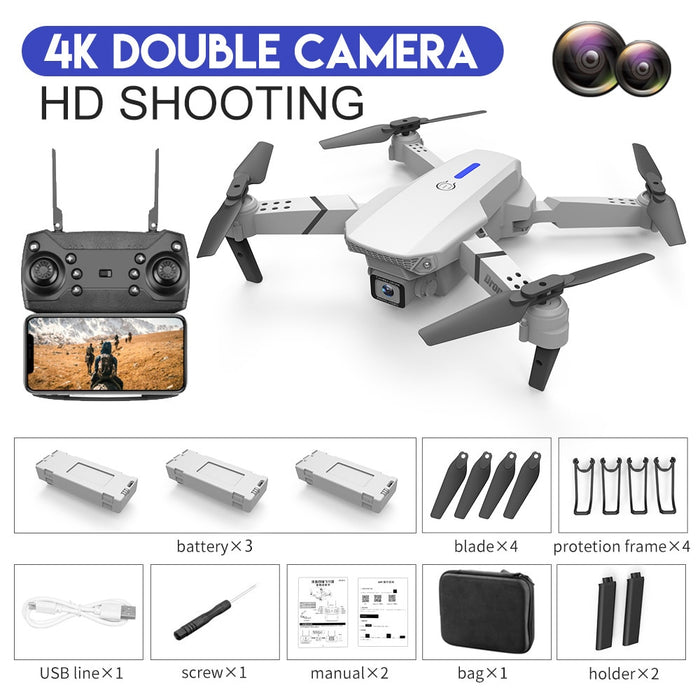 New 2022 E88Pro RC Drone 4K Professinal With 1080P Wide Angle HD Camera Foldable RC Helicopter WIFI FPV Height Hold Gift Toy
