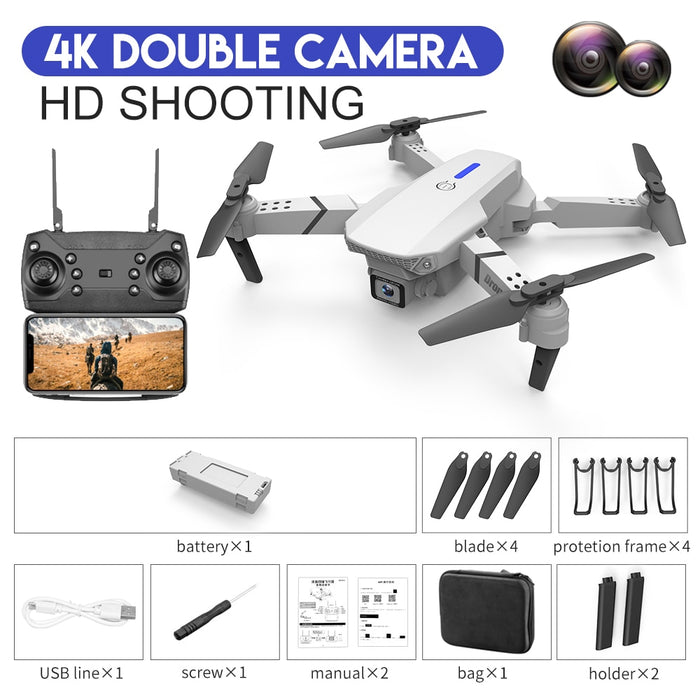 New 2022 E88Pro RC Drone 4K Professinal With 1080P Wide Angle HD Camera Foldable RC Helicopter WIFI FPV Height Hold Gift Toy