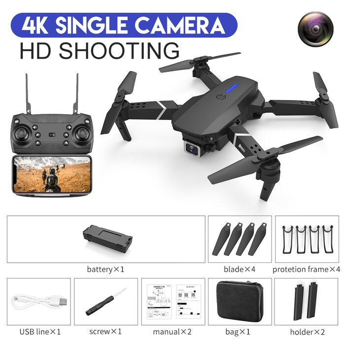 New 2022 E88Pro RC Drone 4K Professinal With 1080P Wide Angle HD Camera Foldable RC Helicopter WIFI FPV Height Hold Gift Toy