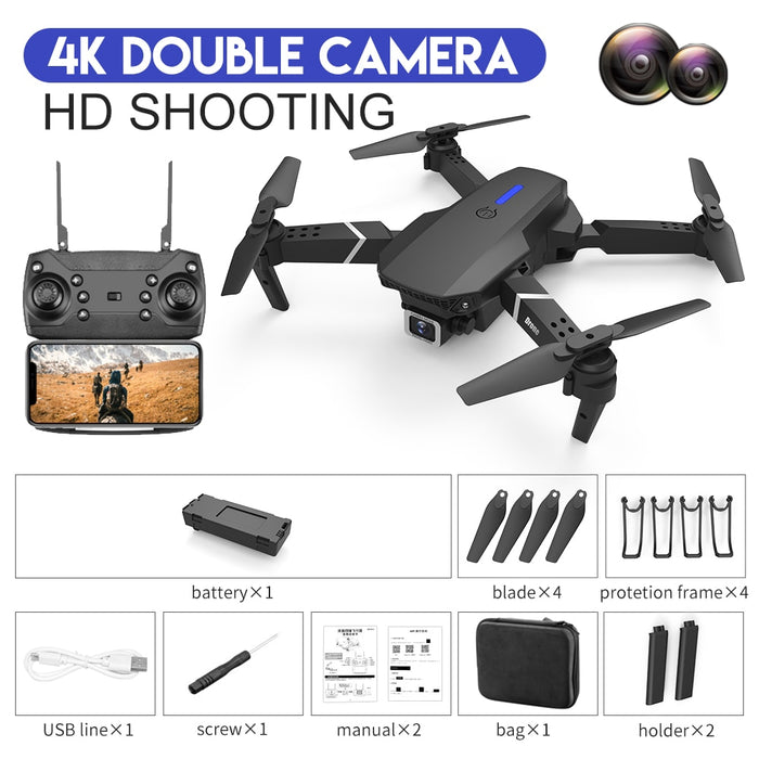 New 2022 E88Pro RC Drone 4K Professinal With 1080P Wide Angle HD Camera Foldable RC Helicopter WIFI FPV Height Hold Gift Toy
