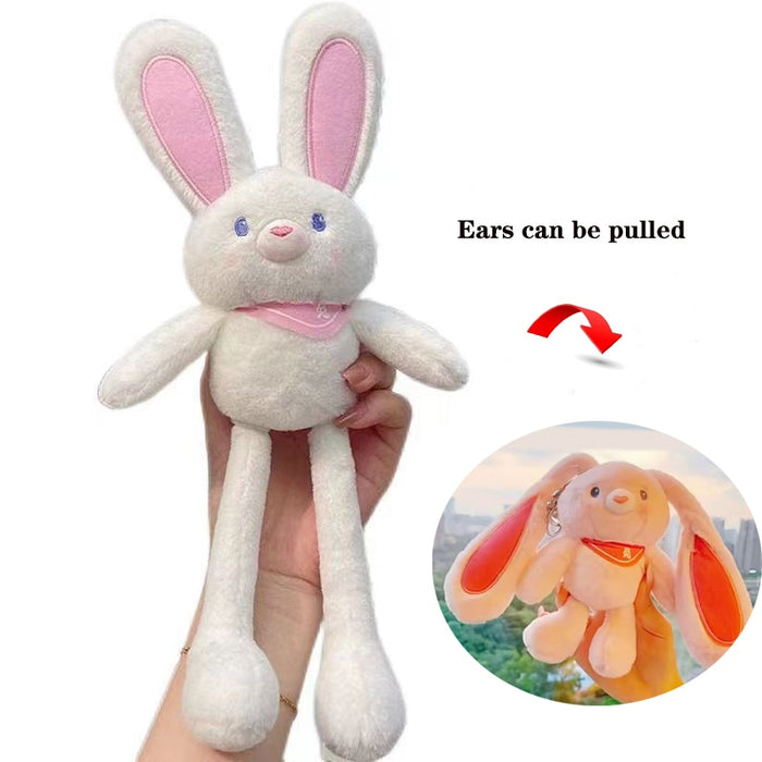 FYY Pulling Rabbit Plush Doll Key Chain Soft Stuffed Toys Keychains Plush Pulling Rabbit Pendant Schoolbag Car With Ears Bunny