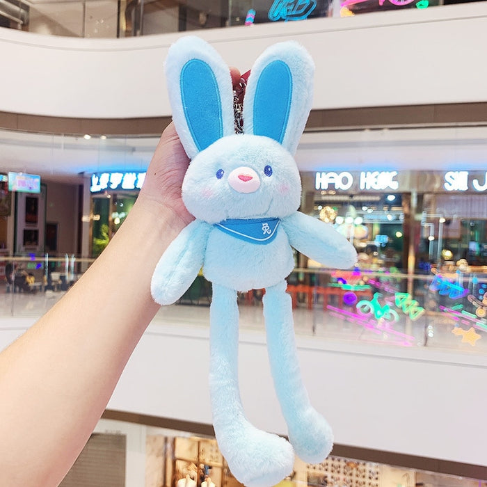 FYY Pulling Rabbit Plush Doll Key Chain Soft Stuffed Toys Keychains Plush Pulling Rabbit Pendant Schoolbag Car With Ears Bunny