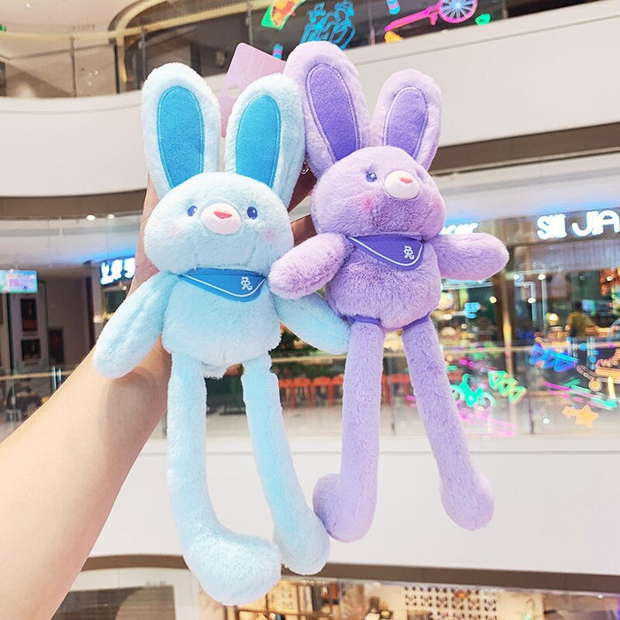 FYY Pulling Rabbit Plush Doll Key Chain Soft Stuffed Toys Keychains Plush Pulling Rabbit Pendant Schoolbag Car With Ears Bunny